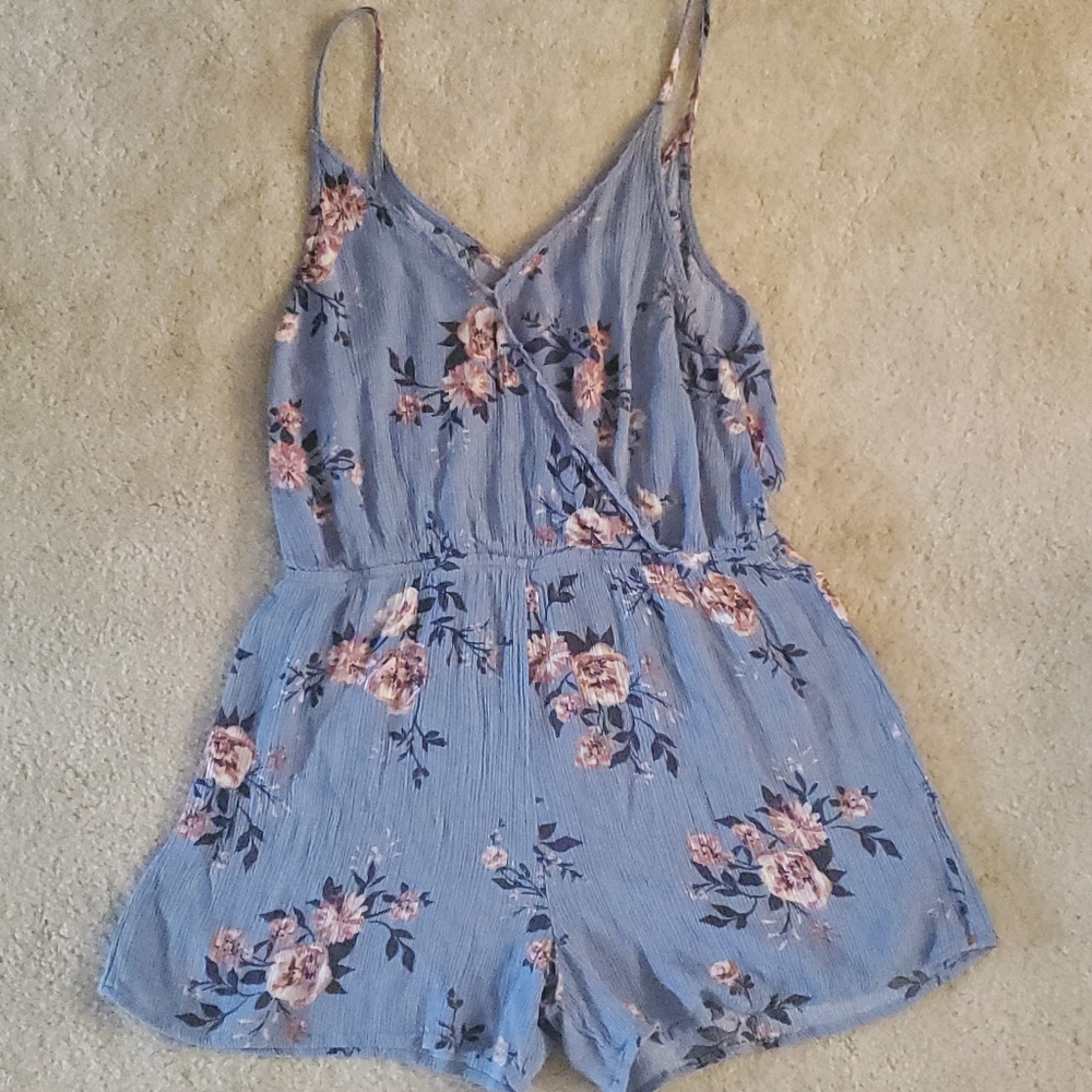 Blue floral romper